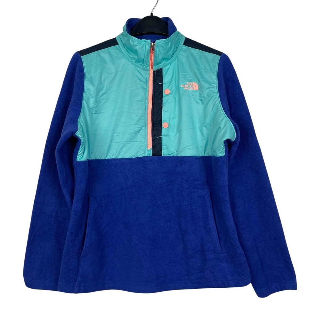 The North Face Fleece Jacket Womens L  1/2 Zip Pullover Colorblock Pocket Purple